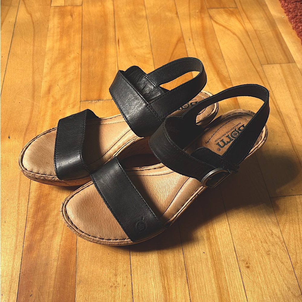 Born leather wedge sandals